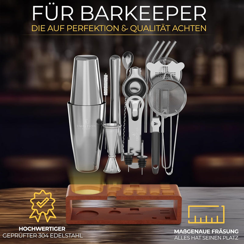 EMPATION Cocktail Set [TESTSIEGER] 750ml Boston Cocktail Shaker - leicht zu öffnen & kein Verklemmen