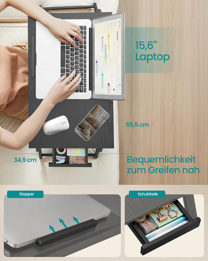 SONGMICS Laptoptisch für Bett, Laptopständer, winkel- und höhenverstellbar, klappbare Beine, für Lap
