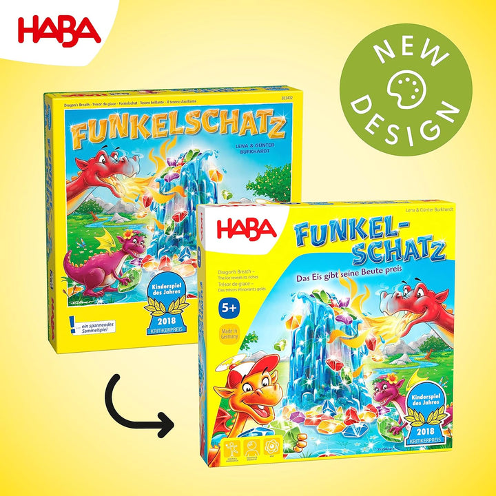 HABA Funkelschatz Brettspiel, Kinderspiel des Jahres 2018, Mitbringspiel für 2-4 Spieler ab 5 Jahren