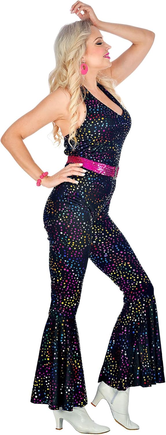 WIDMANN 05039 COSTUME TUTA DISCO ANNI 70 XS NERO GLITTER #0503, XS