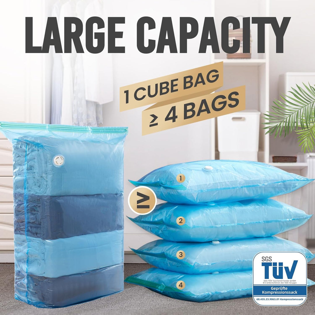 TAILI Vakuumbeutel für Kleidung Gross Würfel, 4 Jumbo Vakuumbeutel für Bettdecken Vacuum Bags for Cl