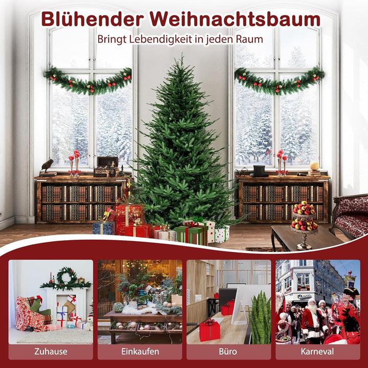 COSTWAY 180 cm Künstlicher Weihnachtsbaum beleuchtet, aufklappbarer Christbaum mit 8 Lichtmodi, 280