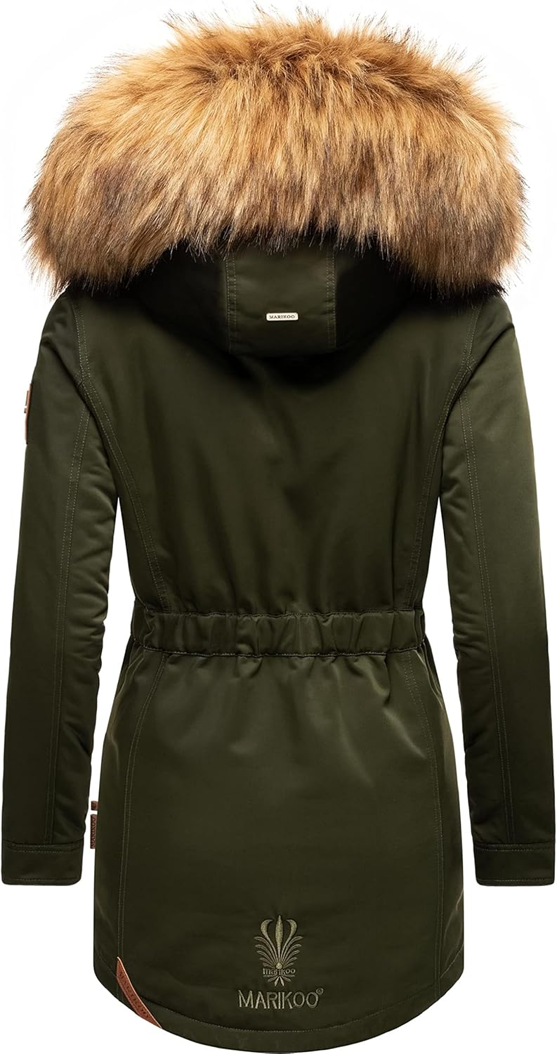 MARIKOO Damen Warmer Winterparka mit Kapuze Sanakoo XS-XXL S Olive, S Olive