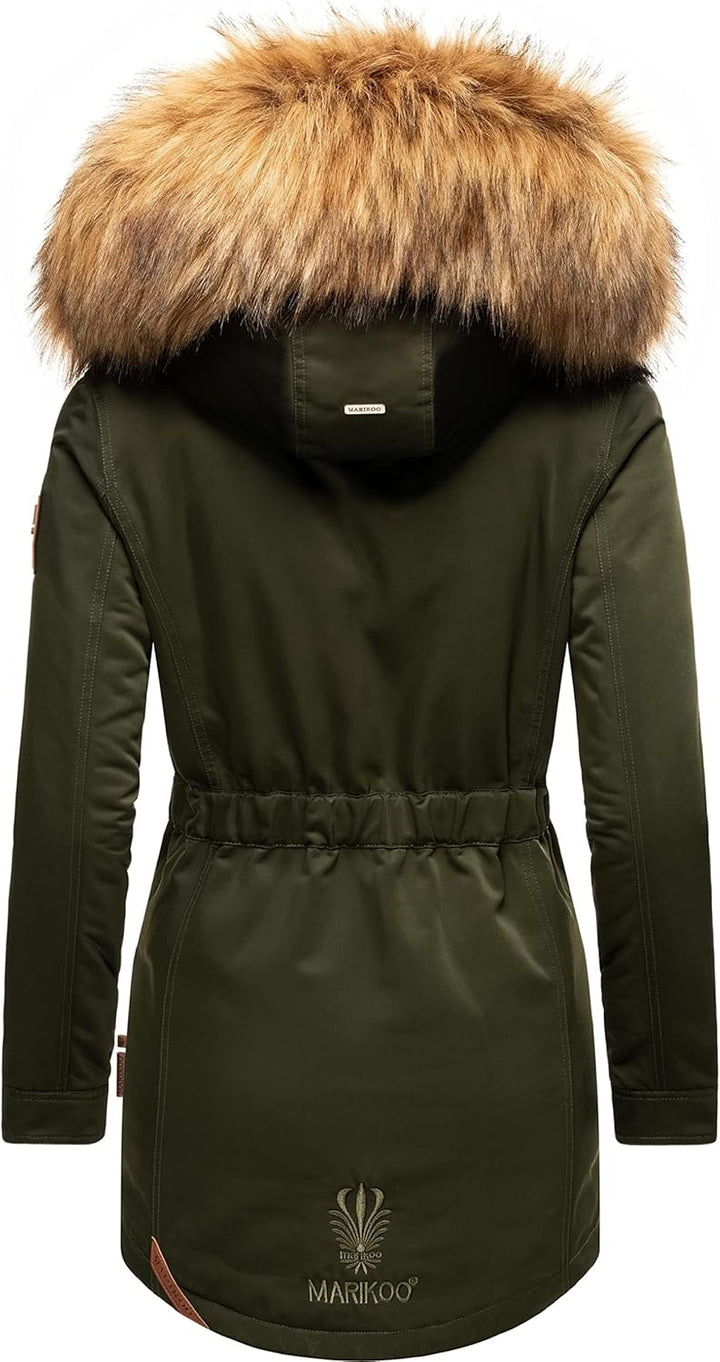 MARIKOO Damen Warmer Winterparka mit Kapuze Sanakoo XS-XXL S Olive, S Olive