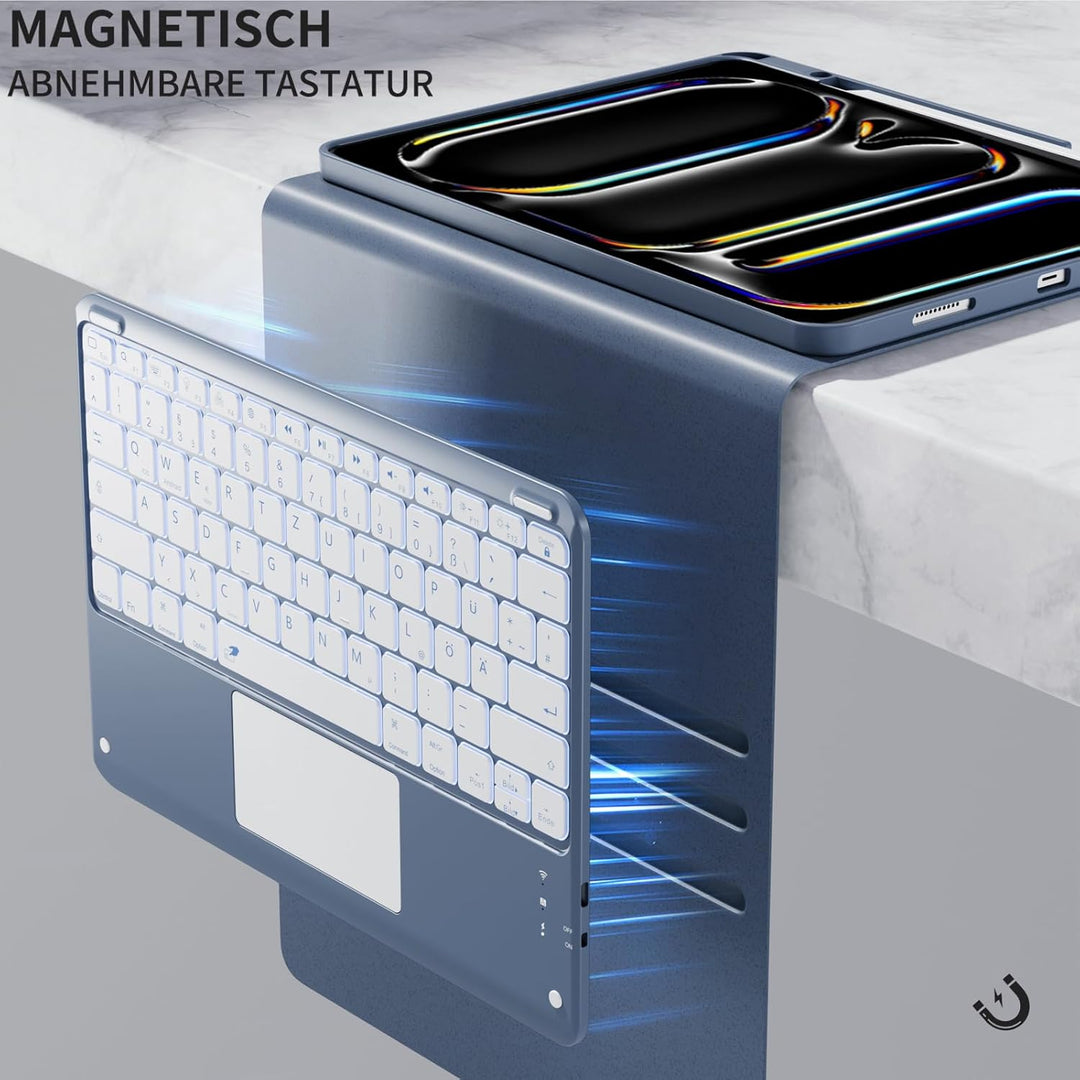 Vobafe Hülle mit Tastatur für iPad Pro 13 Zoll M5/M4 (2025/2024), Multi-Touch Trackpad Hochwertige P