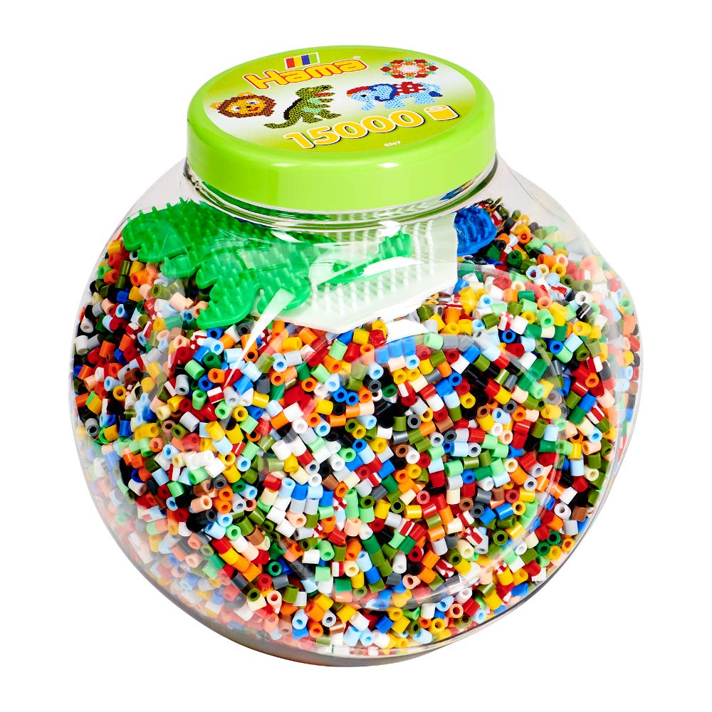 Hama Perlen 2067 Bügelperlen XXL Dose mit ca. 15.000 bunten Midi Bastelperlen mit Durchmesser 5 mm i