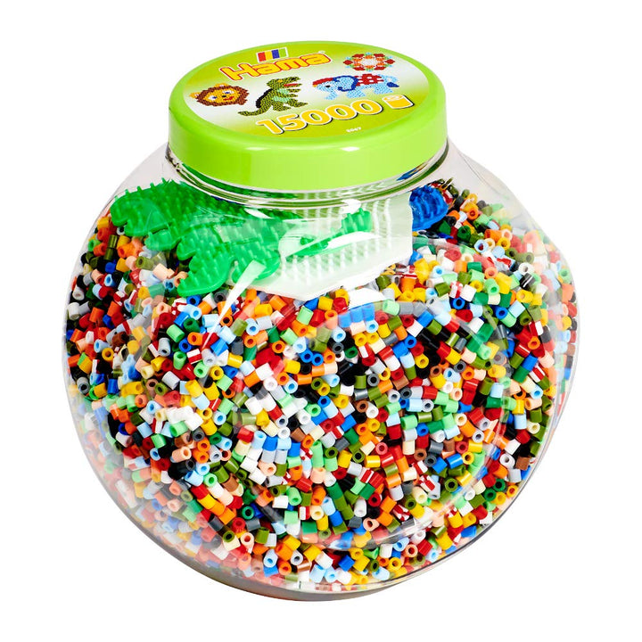 Hama Perlen 2067 Bügelperlen XXL Dose mit ca. 15.000 bunten Midi Bastelperlen mit Durchmesser 5 mm i