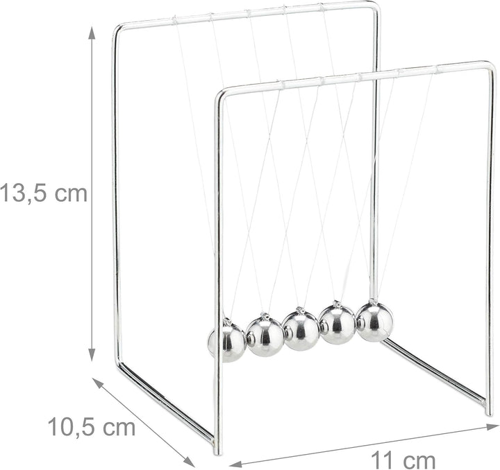 Relaxdays 4 x Newton Pendel, Kugelpendel für Schreibtisch & Büro, Physik, je 5 Kugeln, Metall, Newto