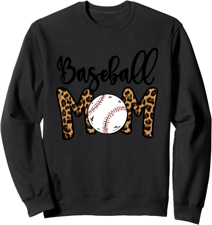 Funny Baseball Mom Leopard Print Softball Mom Mother's Day Sweatshirt