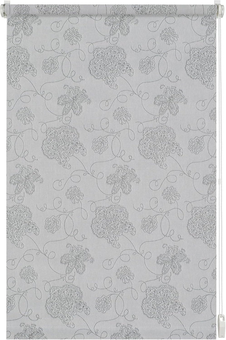 GARDINIA EASYFIX Rollo Dekor 721 Stickerei silber 75 x 150 cm Stickerei Silber 75x150, Stickerei Sil