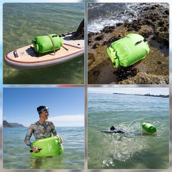 Naturehike 18L Schwimmboje Zwei Airbags Swim Boje Trockensack wasserdichte Strandtasche mit Verstell