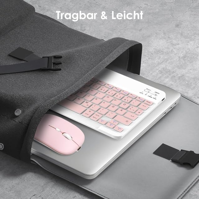 SOPPY Bluetooth Tastatur & Maus Tragbare Tastatur Maus wiederaufladbare Mini-Tastatur, kabellose Tas