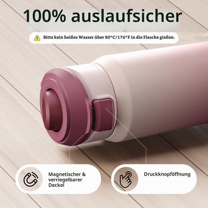 Magcheer Trinkflasche mit Handyhalterung 750ml Magnetische Wasserflasche 360° Verstellbar Flasche Ma