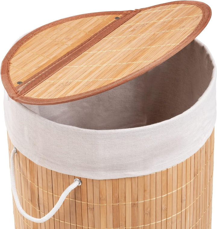 WENKO Wäschetruhe Bamboo Natur - Wäschekorb, mit Wäschesack Fassungsvermögen: 55 l, Bambus, 35 x 60
