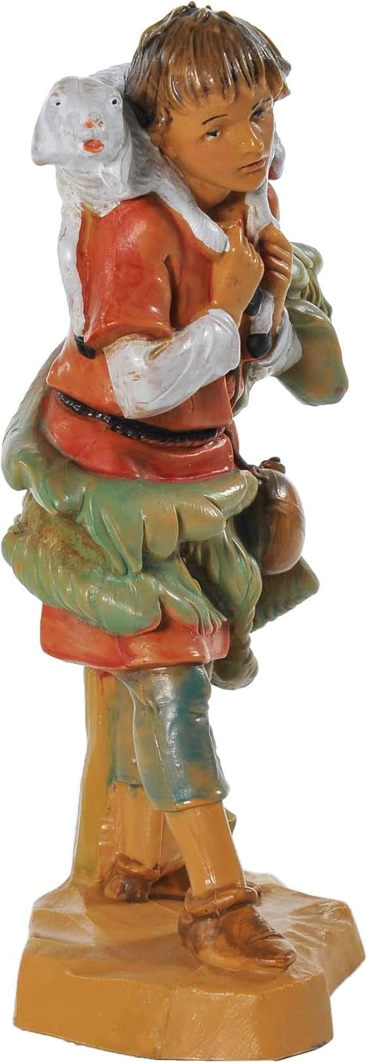 Krippenfigur Hirte mit Schaf (123 V) cm.12 Typ Holz Fontanini
