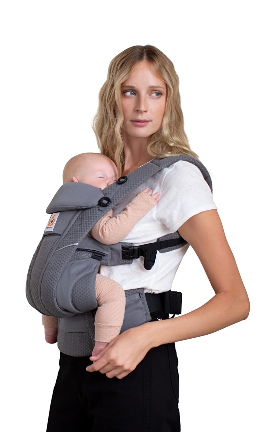 Ergobaby Omni Breeze Babytrage für Neugeborene ab Geburt bis 20kg, 4 Positionen SoftFlex Mesh Ergono