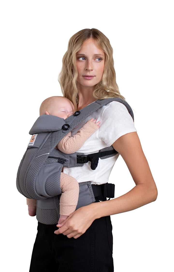 Ergobaby Omni Breeze Babytrage für Neugeborene ab Geburt bis 20kg, 4 Positionen SoftFlex Mesh Ergono