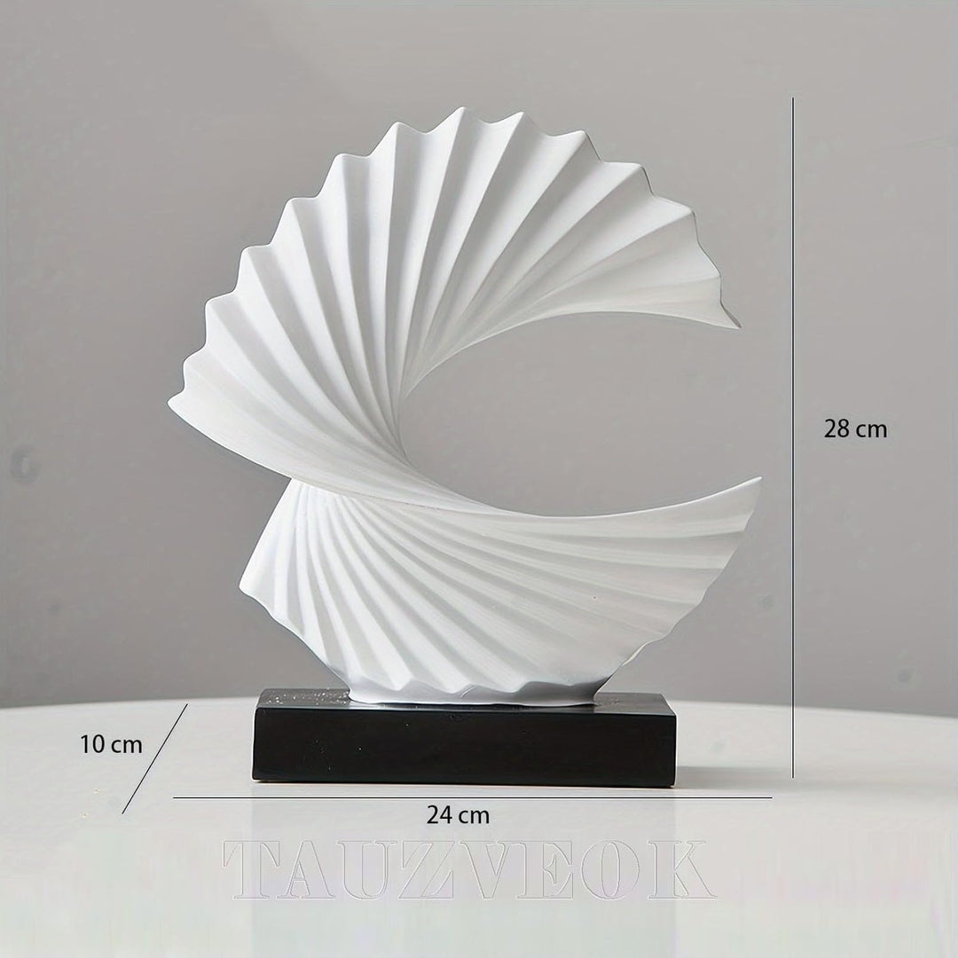 Tauzveok Abstract Sculpture, Modern Decoration in White, Decorative Spiral from Harz 28 cm high for