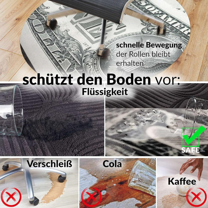 ANRO Bodenschutzmatte Bürostuhl grosse Unterlage Schreibtischstuhl Stuhlmatte Fussbodenschutz rutsch