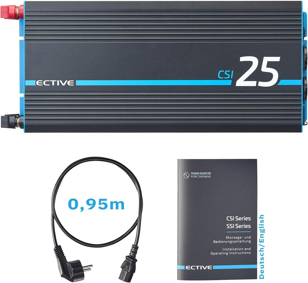 ECTIVE Reiner Sinus Wechselrichter CSI 25-2500W, 24V auf 230V, USB, USV Funktion, Überhitzungsschutz