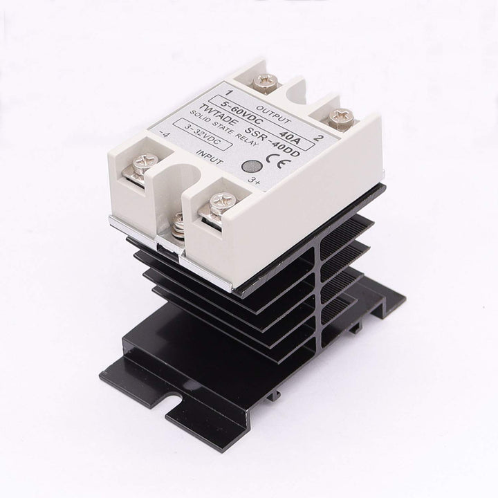 TWTADE SSR-40 DD 40 A DC 3-32 V auf DC 5-60 V SSR Halbleiterrelais + Kühlkörper