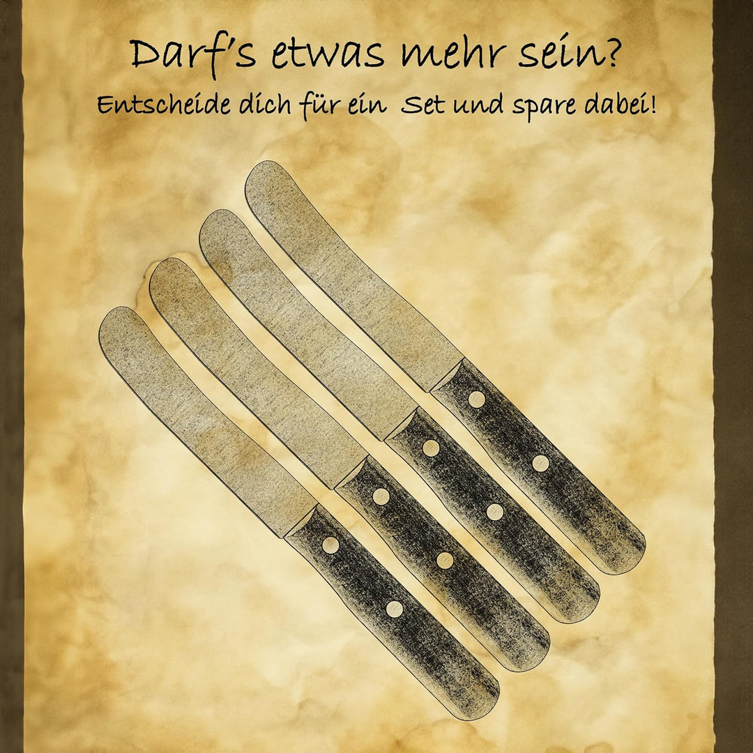 Solingen Messer Walnuss Buckelmesser 2er Set, stabile Hohl Stiftnieten, Frühstücksmesser, Brötchenme