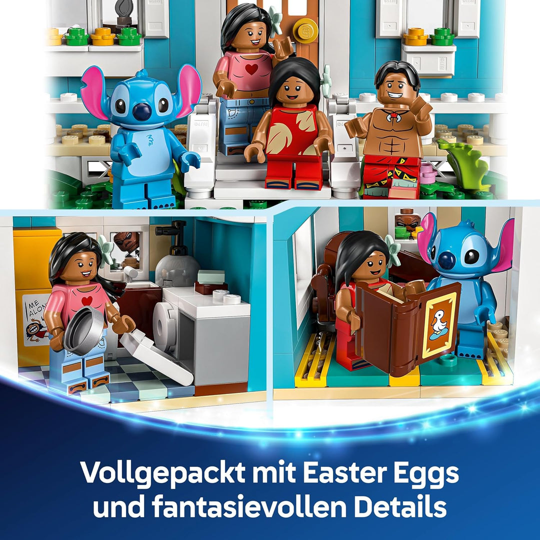 LEGO | Das Strandhaus aus „Lilo und Stitch“ - Spielzeug mit 6 Zimmern, Dachterrasse, Raumschiff und
