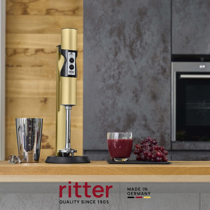 ritter stilo 7 Plus kabelloser Stabmixer, Pürierstab mit Akku aus Vollmetall, Made in Germany, Gold