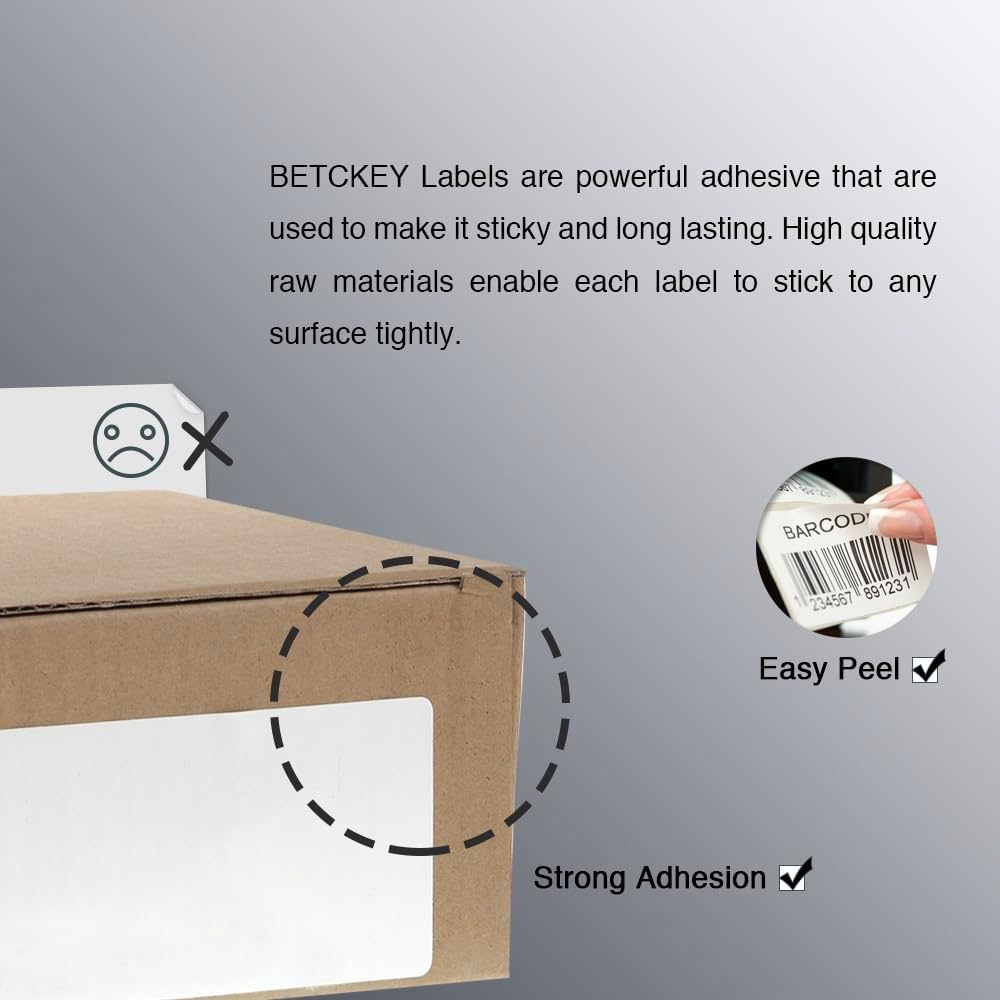 BETCKEY - 76mm x 51mm(3 in x 2 in) Perforierte Mehrzweck/Versand von Thermoetiketten Kompatibel mit