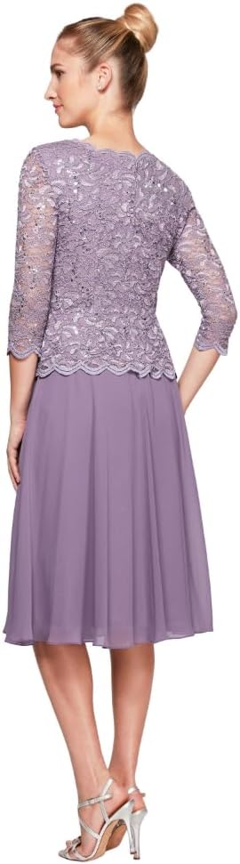 Alex Evenings Damenkleid mit besticktem Mieder für die Brautmutter in Tee-Länge, Hochzeitsgästekleid