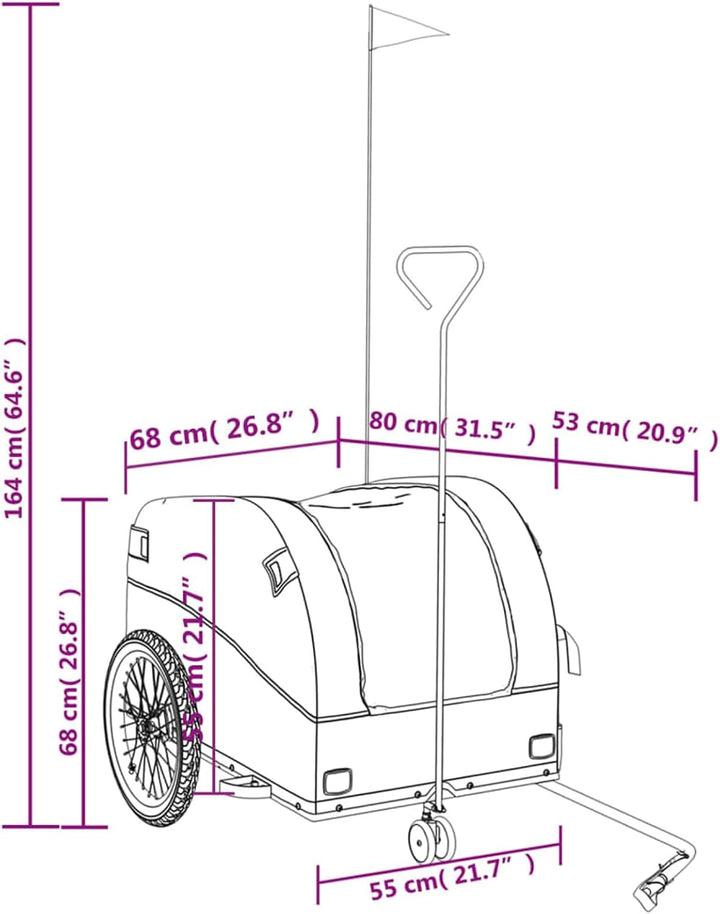 Fahrradanhänger 45kg Eisen Schwarz-Orange | Robust &amp; Vielseitig für Schwerlasttransport, , , Blau, B