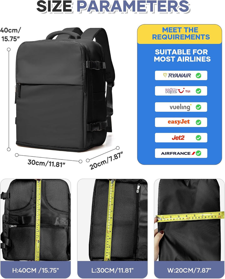 SZSYCN Ryanair Handgepäck 40x30x20 Flugzeug Rucksack 40x30x20 Ryanair Reiserucksack Herren Handgepäc
