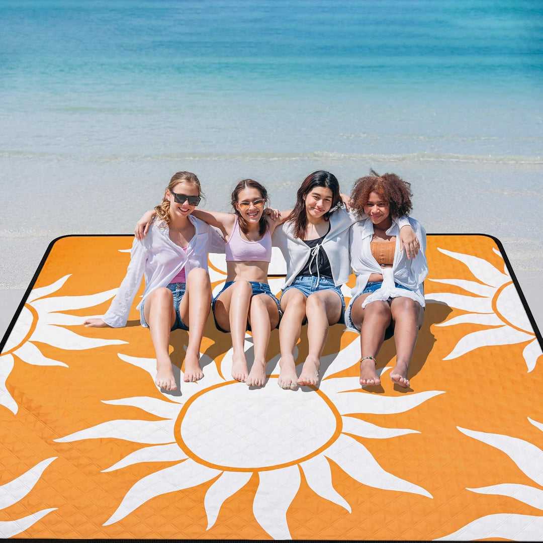 Picknickdecke 200x200 cm，XXL Stranddecke wasserdicht sandfrei, faltbare Strandmatte aus Dreischichti