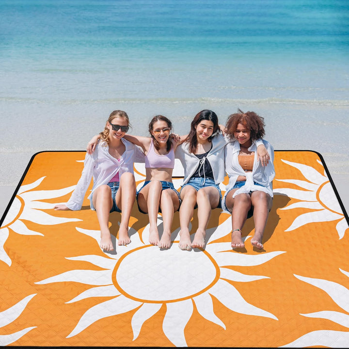 Picknickdecke 200x200 cm，XXL Stranddecke wasserdicht sandfrei, faltbare Strandmatte aus Dreischichti