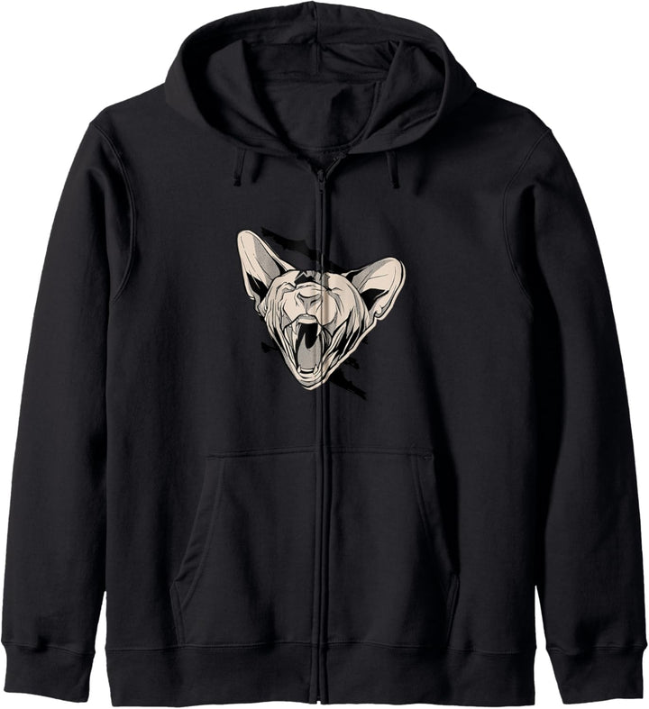 Verärgerte Sphynx Katze für Nacktkatzen Freunde Kapuzenjacke