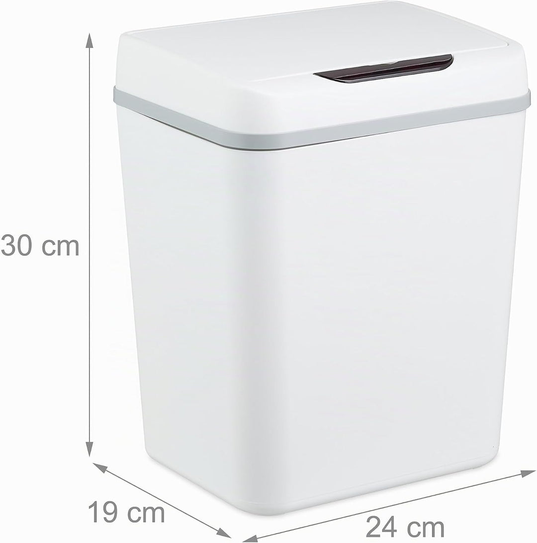 Relaxdays Mülleimer Bad, mit Sensor, 9 Liter, elektrischer Deckel, Müllbeutelhalter, Badezimmereimer