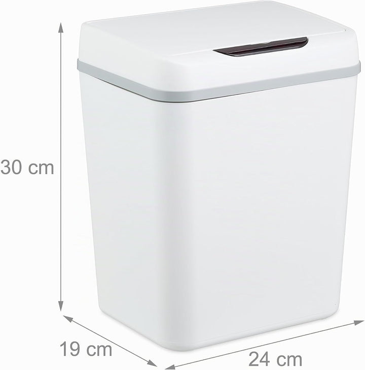 Relaxdays Mülleimer Bad, mit Sensor, 9 Liter, elektrischer Deckel, Müllbeutelhalter, Badezimmereimer