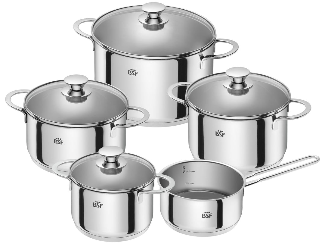 BSF 74000-000-0 Bordeaux Kochgeschirrset, Induktionsgeeignet, 5-teilig, Silber