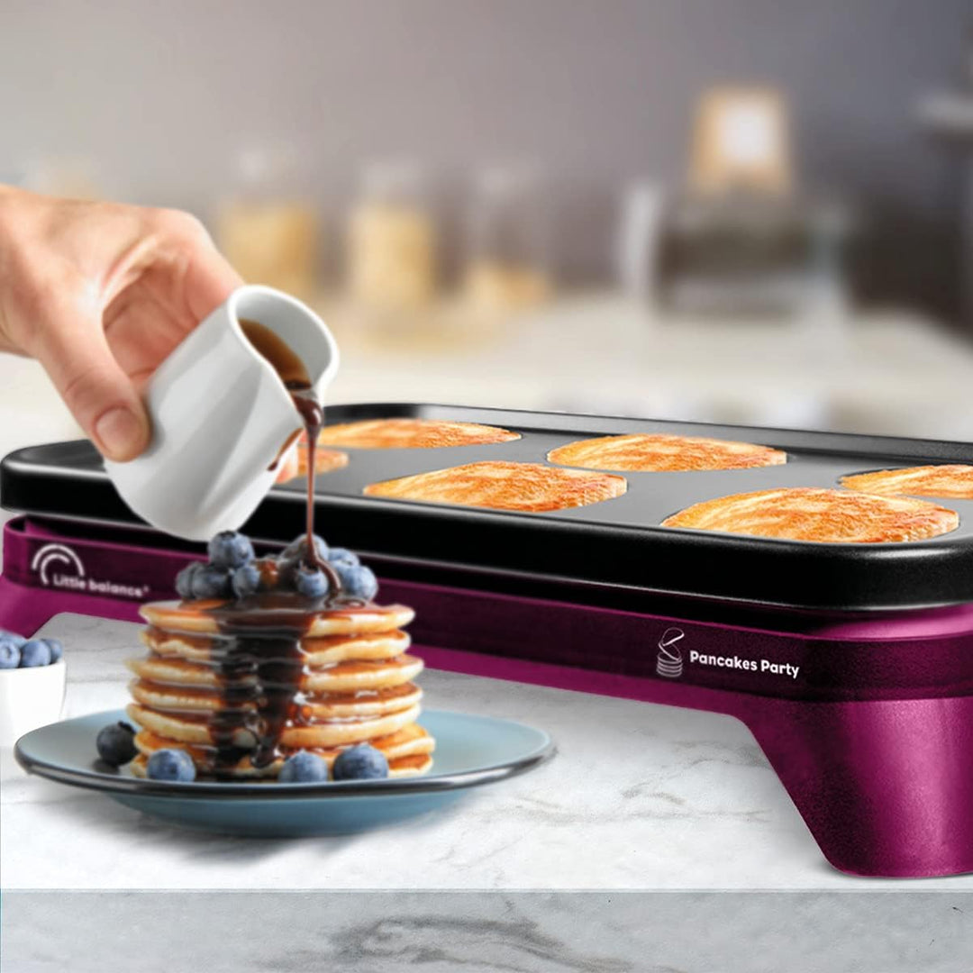 LITTLE BALANCE 8498 Pancakes Party 1500-6 Pfannkuchenmaschine mit herausnehmbarer Platte für 6 Perso
