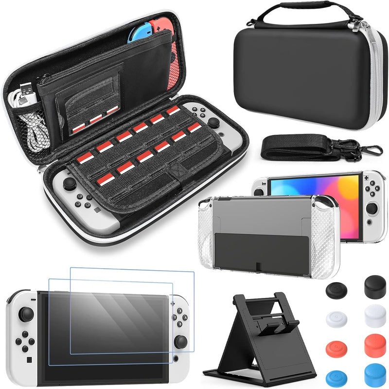 FYOUNG Zubehör Bundle Kompatibel mit Nintendo Switch OLED-Modell mit Tragetasche und Schutzhülle Tra