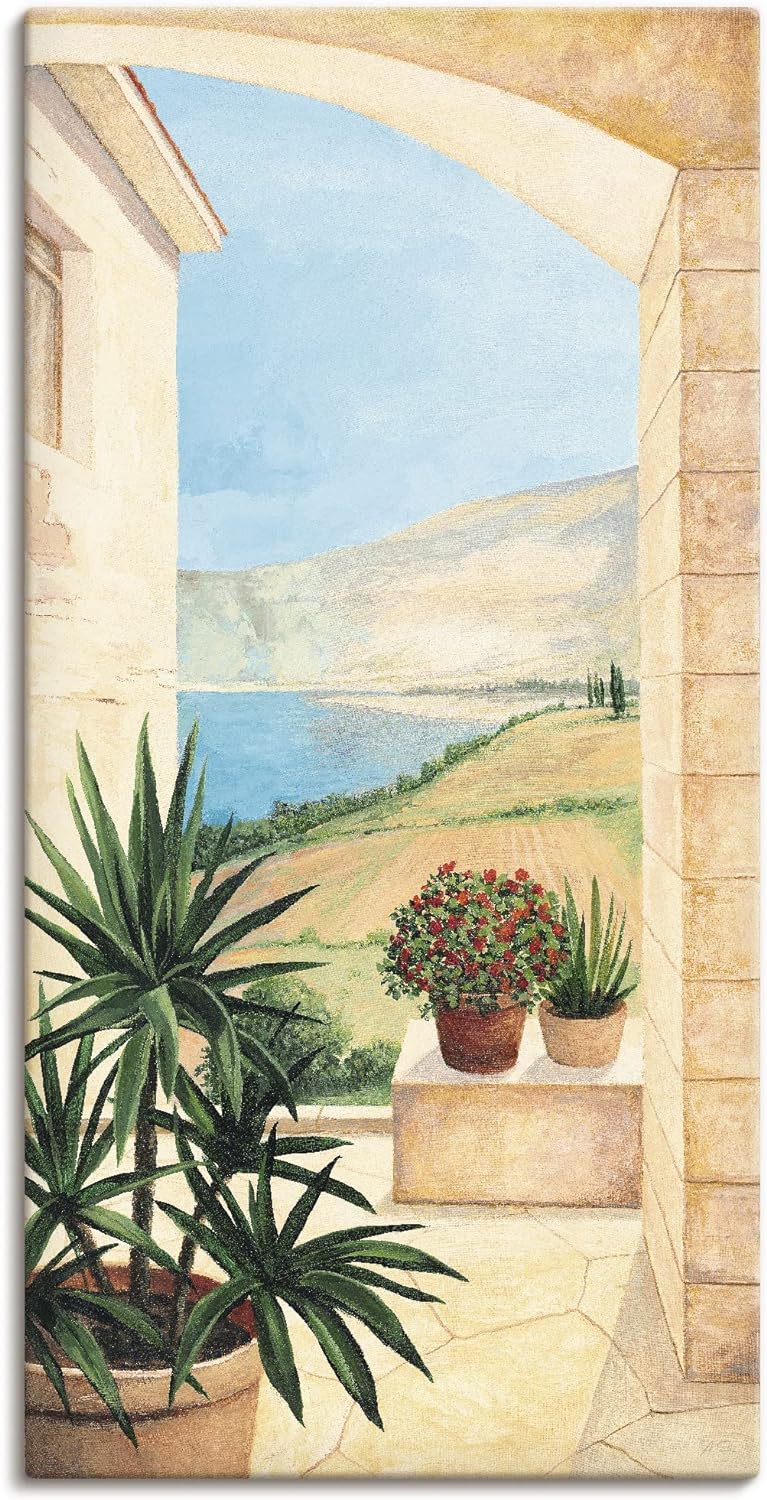 ARTland Leinwandbilder Wandbild Bild auf Leinwand 30 x 60 cm Landschaften Fensterblick Italien Maler