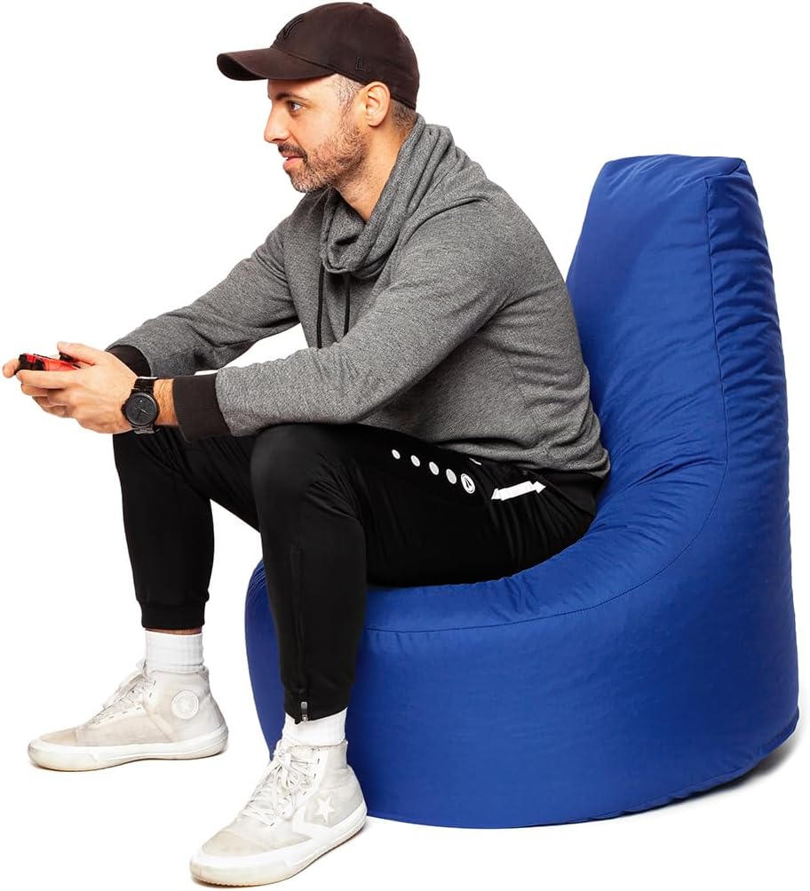 PATCH HOME Gamer Sessel Sitzsack inkl. Würfel Bean Bag Set Ø75cm, 30cm Sitzhöhe, 80cm Höhe + 35x35cm