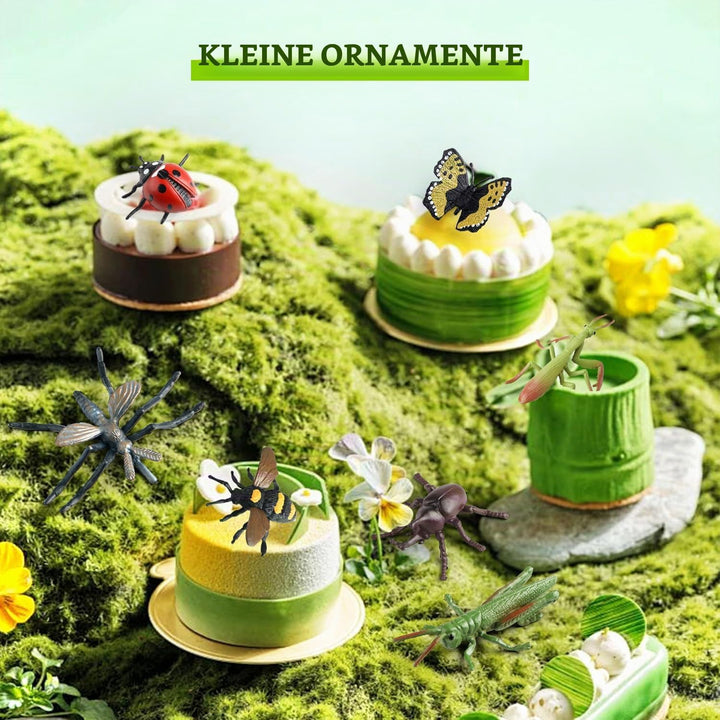 Insekt Pflanzenfiguren Spielzeug 20Pcs, realistische Kunststoff Blume mit Marienkäfer Biene Schmette