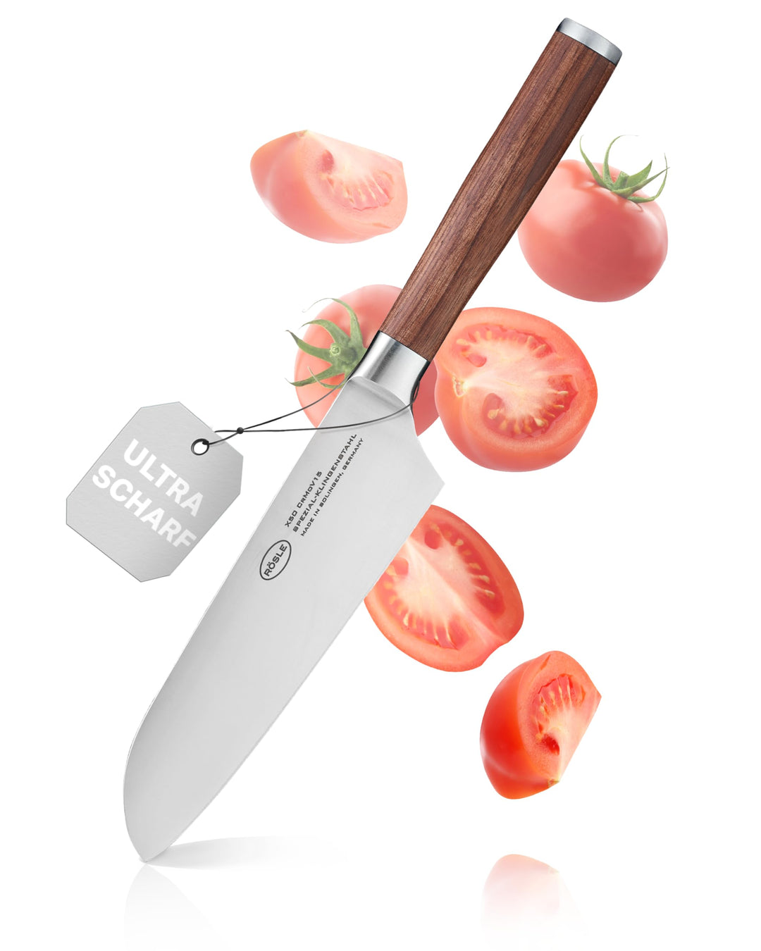 RÖSLE Santokumesser Masterclass, Hochwertiges Küchenmesser zum feinen Schneiden von Fleisch, Fisch u