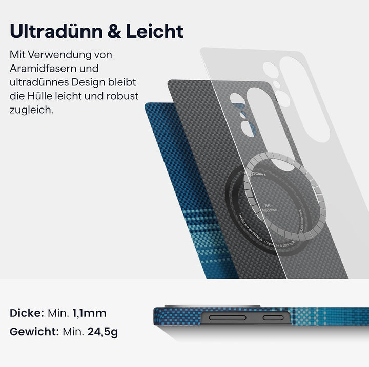 pitaka Hülle für Samsung Galaxy S25 Ultra Ultradünne Handyhülle aus Aramidfaser Magnetische Schutzhü