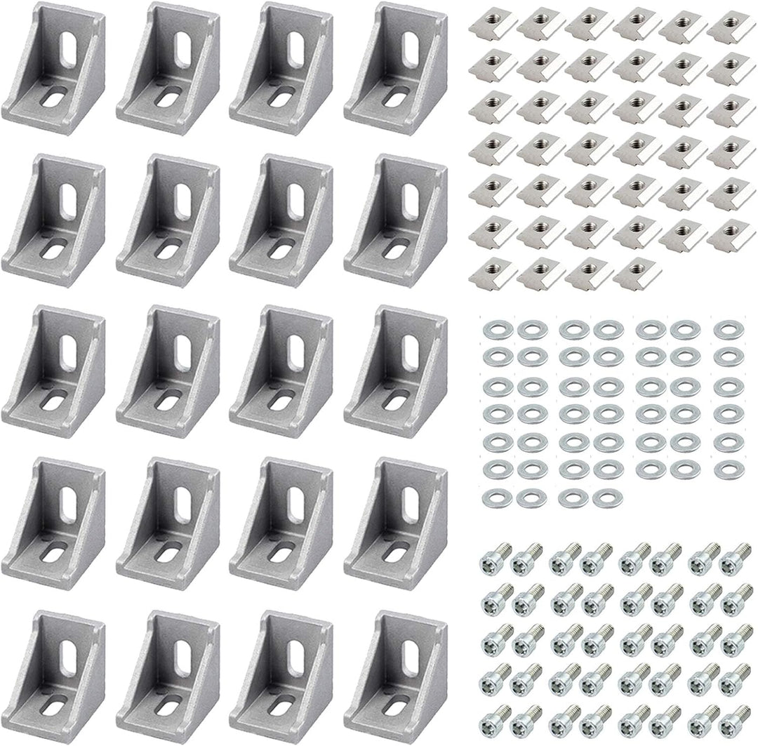 EYPINS Befestigungsmaterial Winkel, 20X Winkelverbinder Winkel Befestigung Nut 8 Raster Streben Alup