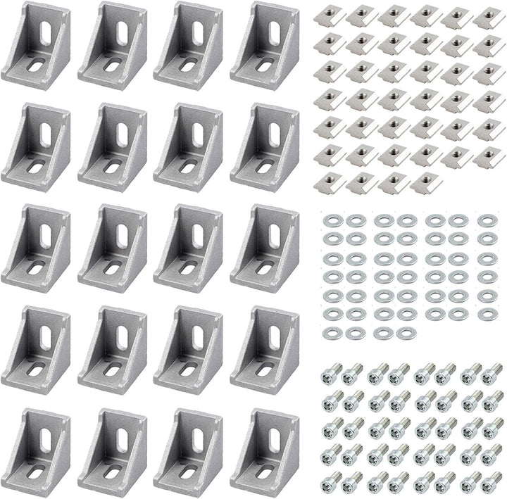 EYPINS Befestigungsmaterial Winkel, 20X Winkelverbinder Winkel Befestigung Nut 8 Raster Streben Alup