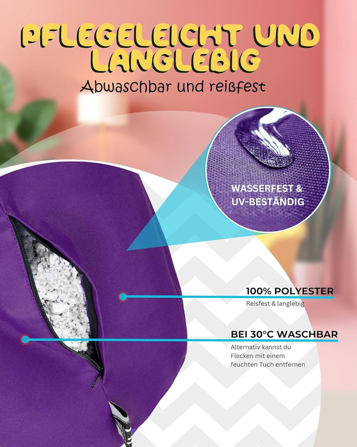 PATCH HOME Patchhome Sitzsack Tropfenform mit Reissverschluss Nachfüllbar - für In & Outdoor - mit S