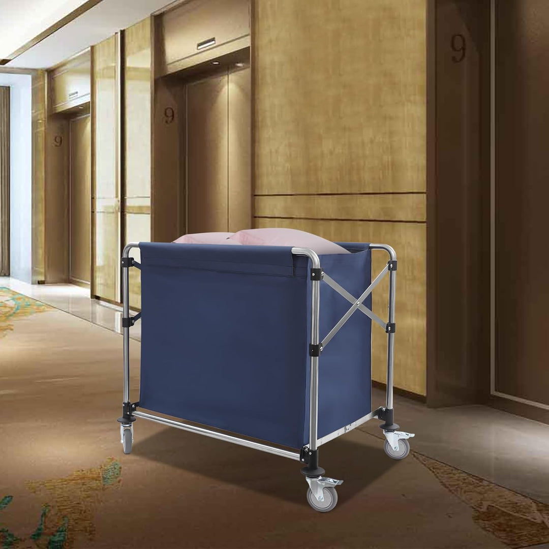 Wäschewagen mit Rädern, Edelstahl Wäschesortierwagen, Gewerblicher Wäschewagen mit Abnehmbarer Oxfor