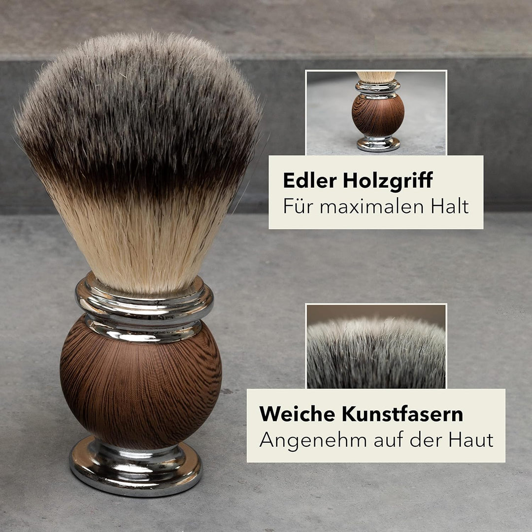 Störtebekker® Premium Rasiermesser Set im handgefertigten Lederetui - inkl. Rasierpinsel, Rasierscha